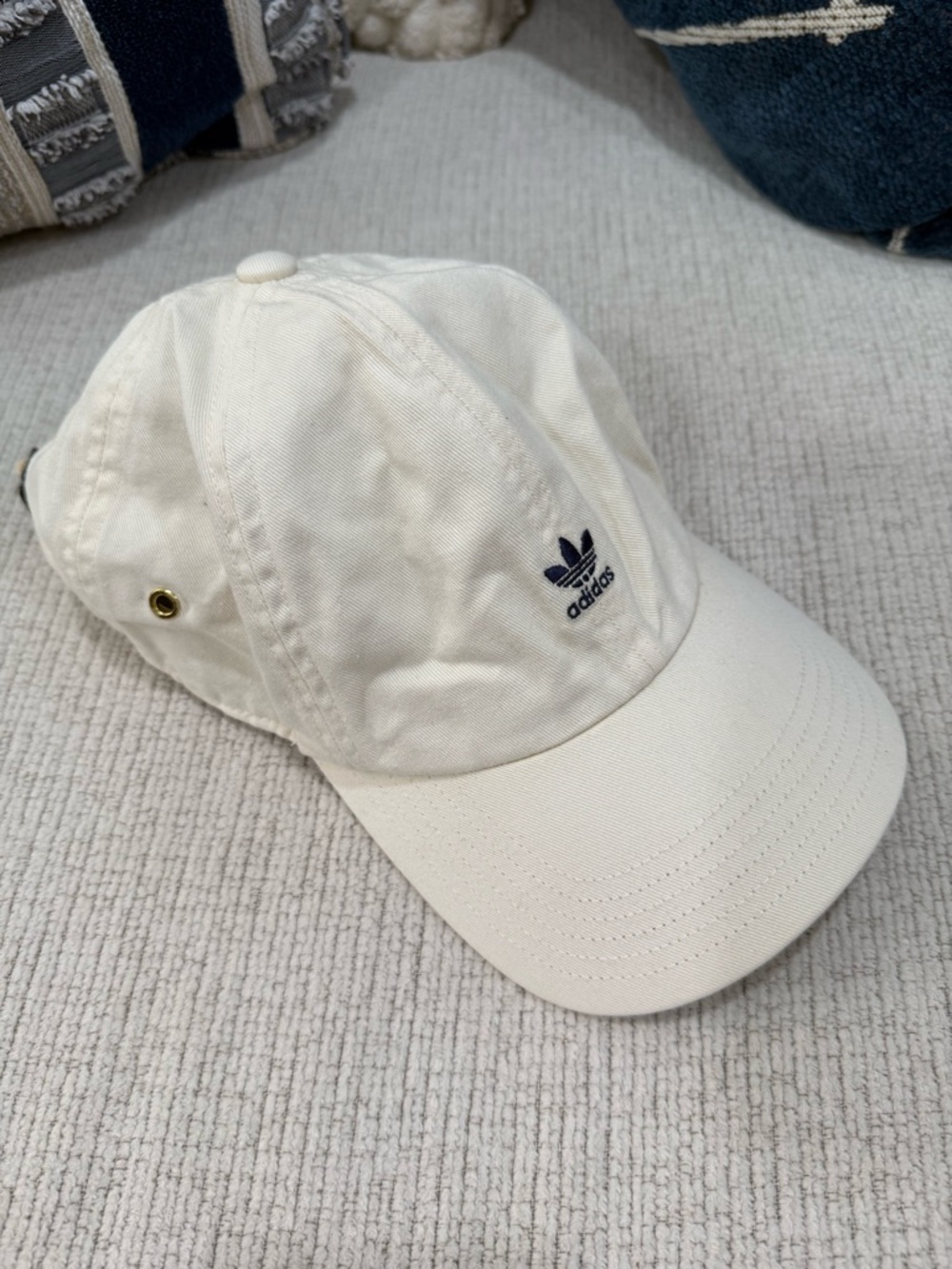 adidas Off-White Trefoil Cap with Navy Logo